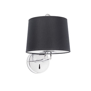 MONTREAL CHROME WALL LAMP BLACK LAMPSHADE Faro