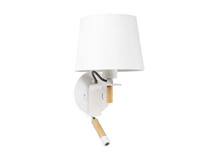 FUSTA White wall lamp with LED reader Faro