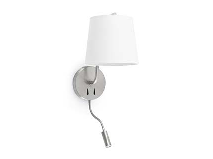 BERNI Satin nickel wall lamp with LED reader Faro