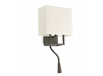 VESPER Brown and beige wall lamp with LED reader Faro