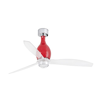 MINI ETERFAN LED Shiny red/transparent ceiling fan with DC motor Faro