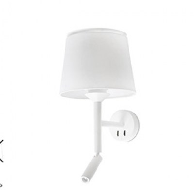 SAVOY White structure wall lamp with LED reader Faro