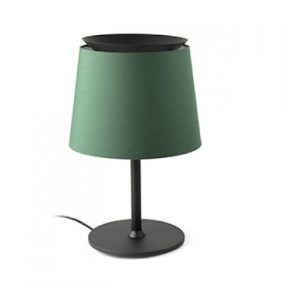 SAVOY BLACK TABLE LAMP GREEN LAMPSHADE Faro