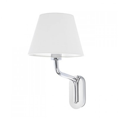 ETERNA CHROME WALL LAMP E27 15W WHITE LAMPSHADE Faro