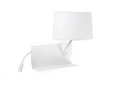HANDY White wall lamp with LED right reader Faro