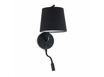 BERNI Black wall lamp with LED reader Faro
