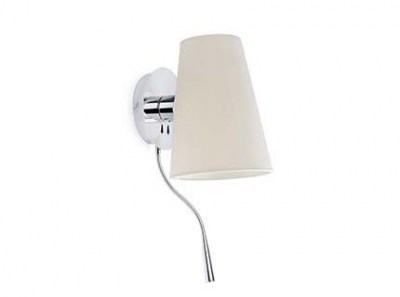 LUPE Chrome wall lamp with LED reader Faro