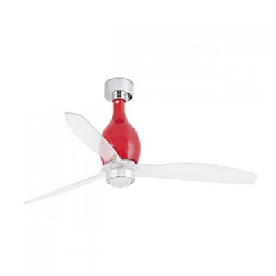 MINI ETERFAN LED Shiny red/transparent ceiling fan with DC motor Faro