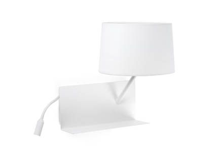 HANDY White wall lamp with LED right reader Faro