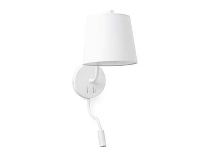 BERNI White wall lamp with LED reader Faro