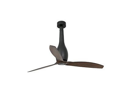 ETERFAN Matt black/wood ceiling fan with DC motor Faro
