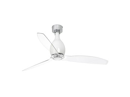 MINI ETERFAN Shiny white/transparent ceiling fan with DC motor Faro