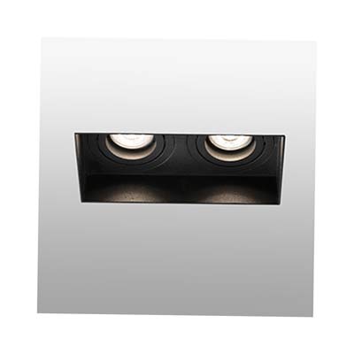 HYDE Trimless black orientable square recessed lamp without frame 2L Faro