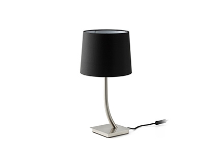 REM NICKEL MATT TABLE LAMP BLACK LAMPSHADE