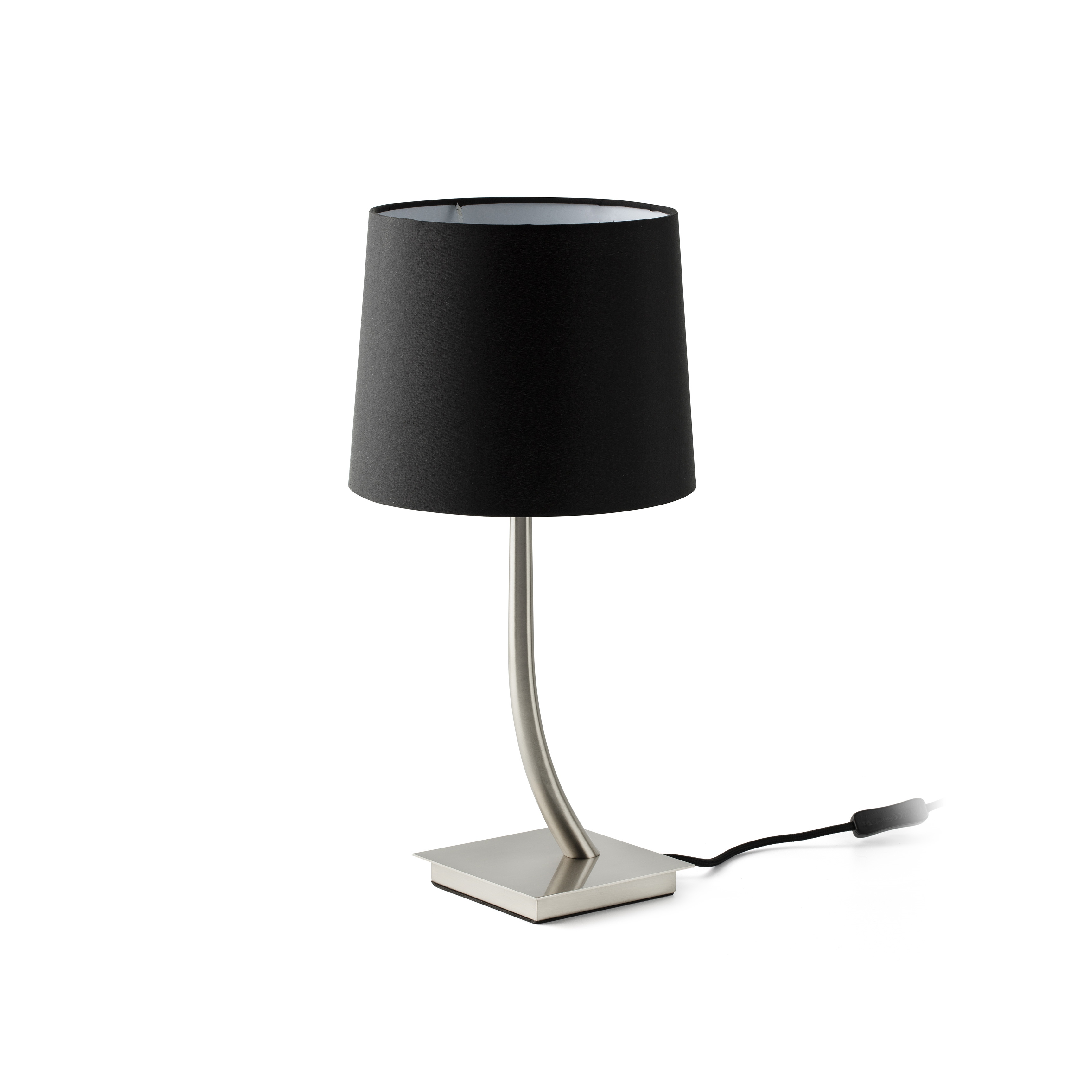 REM NICKEL MATT TABLE LAMP BLACK LAMPSHADE