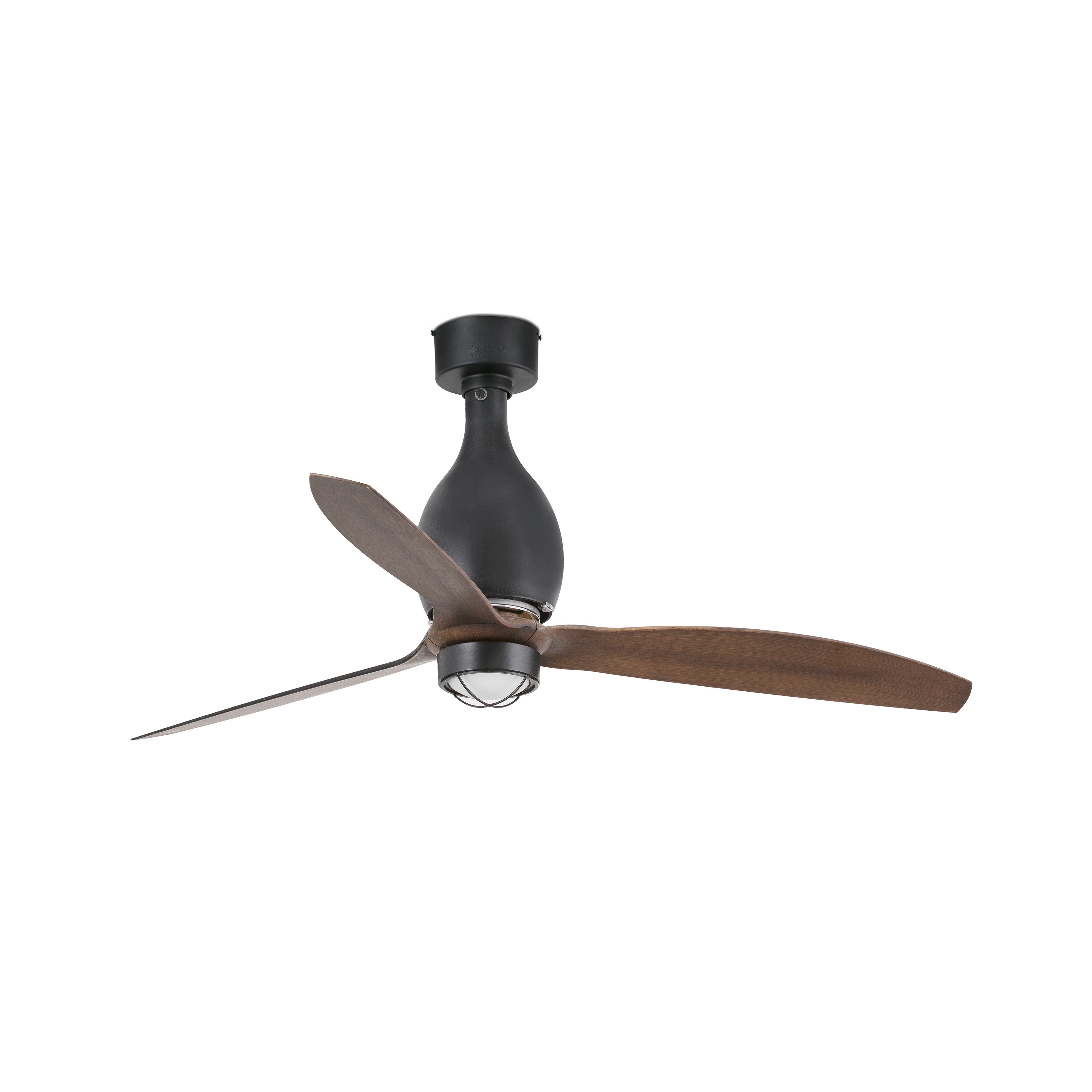 MINI ETERFAN LED Matt black/wood ceiling fan with DC motor