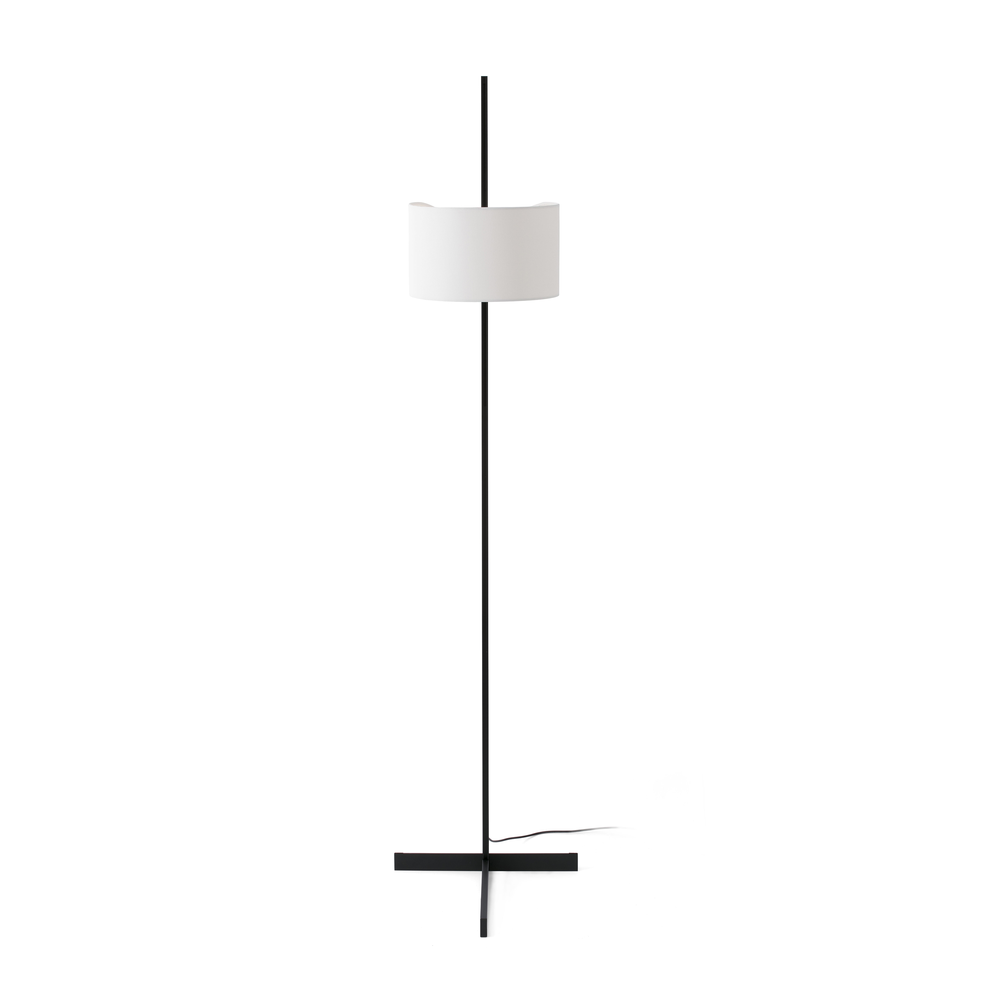 STAND UP BLACK FLOOR LAMP WHITE SHADE E27 20W
