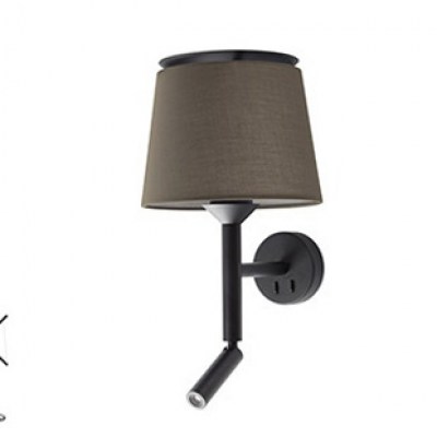SAVOY Black structure wall lamp with LED reader Faro