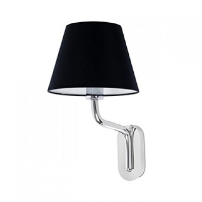 ETERNA CHROME WALL LAMP E27 15W BLACK LAMPSHADE Faro
