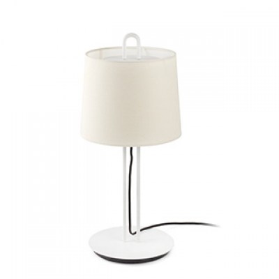 MONTREAL WHITE TABLE LAMP BEIGE LAMPSHADE Faro
