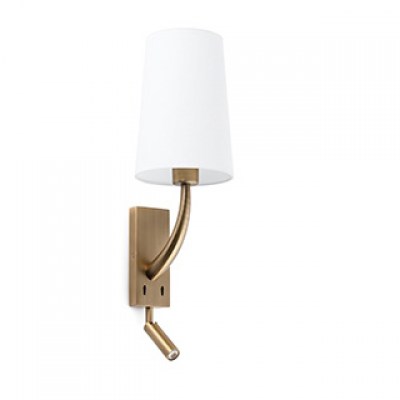 REM OLD GOLD WALL LAMP WITH LED READER WHITE LAMPS Faro
