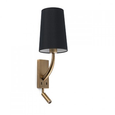 REM OLD GOLD WALL LAMP WITH LED READER BLACK LAMPS Faro