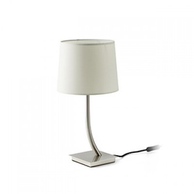 REM NICKEL MATT TABLE LAMP WHITE LAMPSHADE Faro