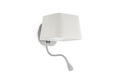 SWEET White and nickel wall lamp with LED reader Faro