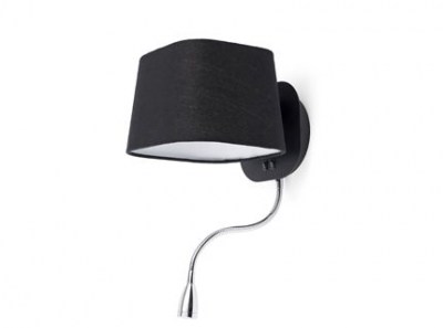 SWEET Black reading wall lamp with LED reader 1L Faro