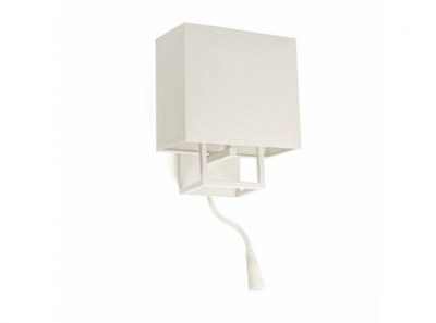 VESPER White wall lamp with LED reader Faro