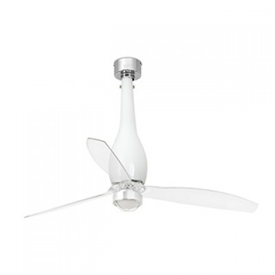 ETERFAN LED Shiny white/transparent ceiling fan with DC motor Faro