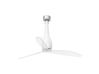 ETERFAN Shiny white/transparent ceiling fan with DC motor Faro