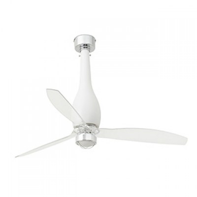 ETERFAN LED Matt white/transparent ceiling fan with DC motor Faro
