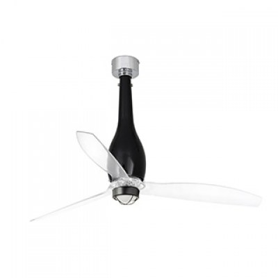 ETERFAN LED Shiny black/transparent ceiling fan with DC motor Faro