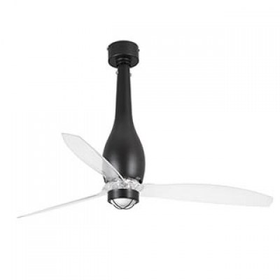 ETERFAN LED Matt black/transparent ceiling fan with DC motor Faro