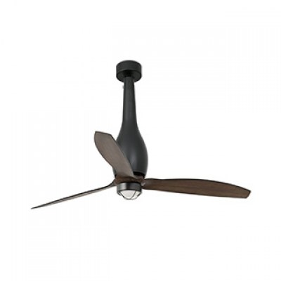 ETERFAN LED Matt black/wood ceiling fan with DC motor Faro