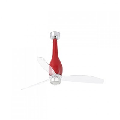 ETERFAN LED Shiny red/transparent ceiling fan with DC motor Faro