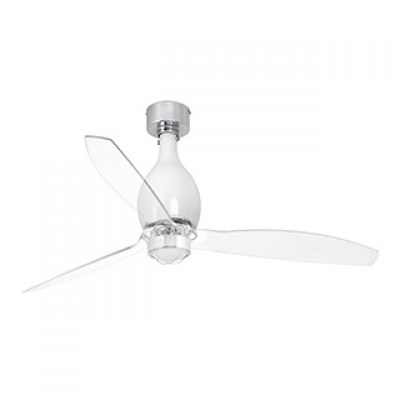 MINI ETERFAN LED Shiny white/transparent ceiling fan with DC motor Faro