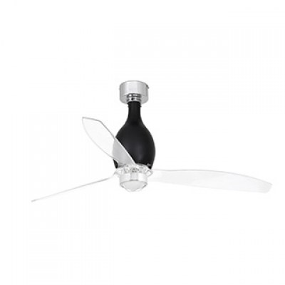 MINI ETERFAN LED Shiny black/transparent ceiling fan with DC motor Faro