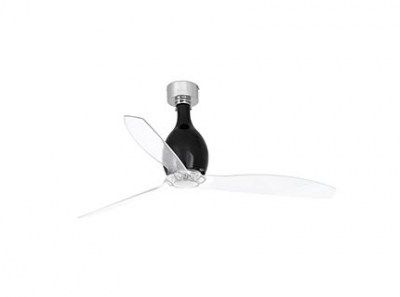 MINI ETERFAN Shiny black/transparent ceiling fan with DC motor Faro
