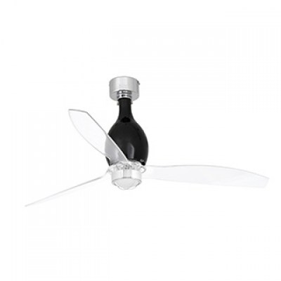 MINI ETERFAN LED Matt black/transparent ceiling fan with DC motor Faro