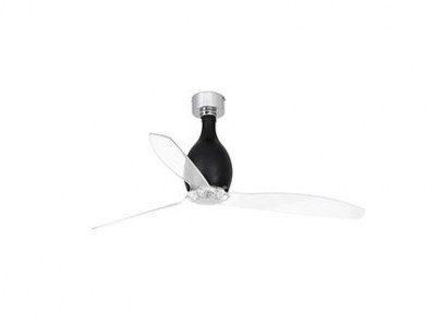 MINI ETERFAN Matt black/transparent ceiling fan with DC motor Faro