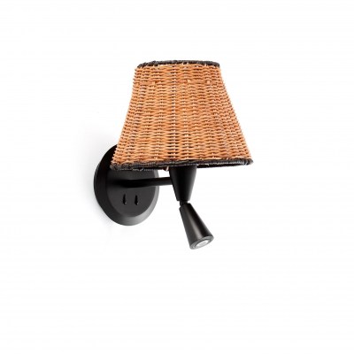 SUMBA Black/rattan table lamp with reader Faro
